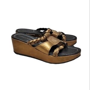 Donald j Pliner Womens Saga Leather Thong Wedge Sandals shoes sz 8.5M